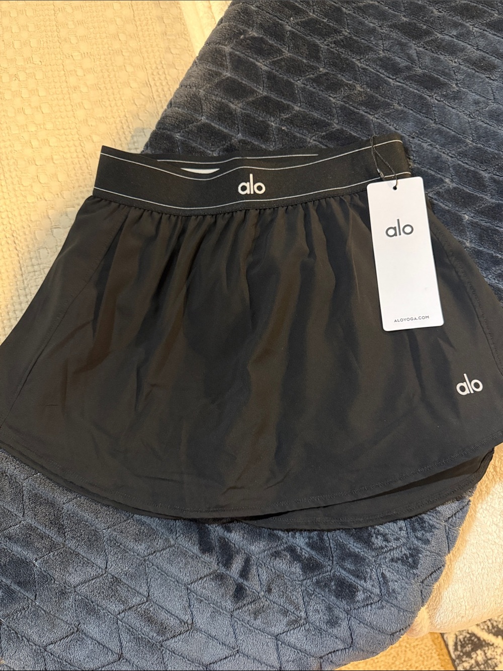 ALO Yoga Black Skater Athletic Skirt with Logo Waistband